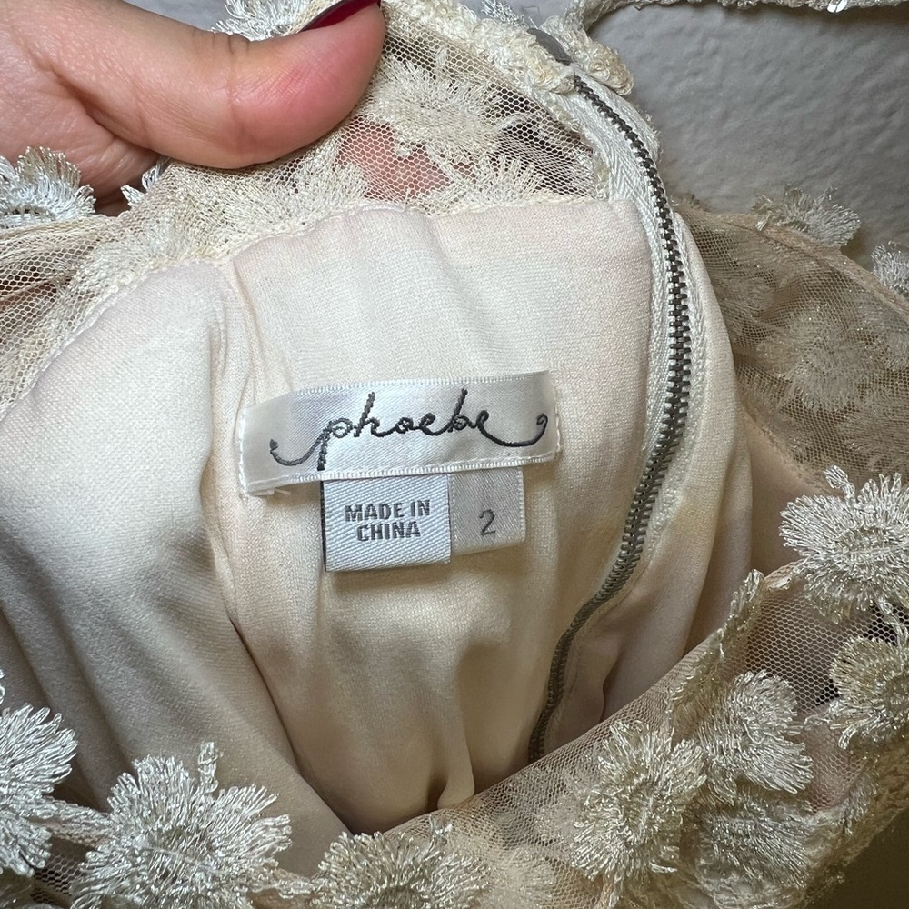 Cream Floral Lace Graduation Dress - Picture 3 of 6